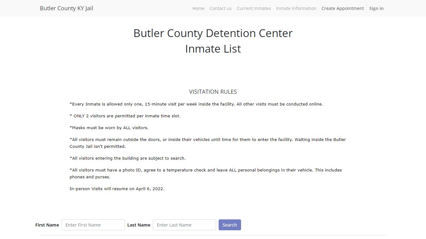 Inmates list | Butler County KY Jail