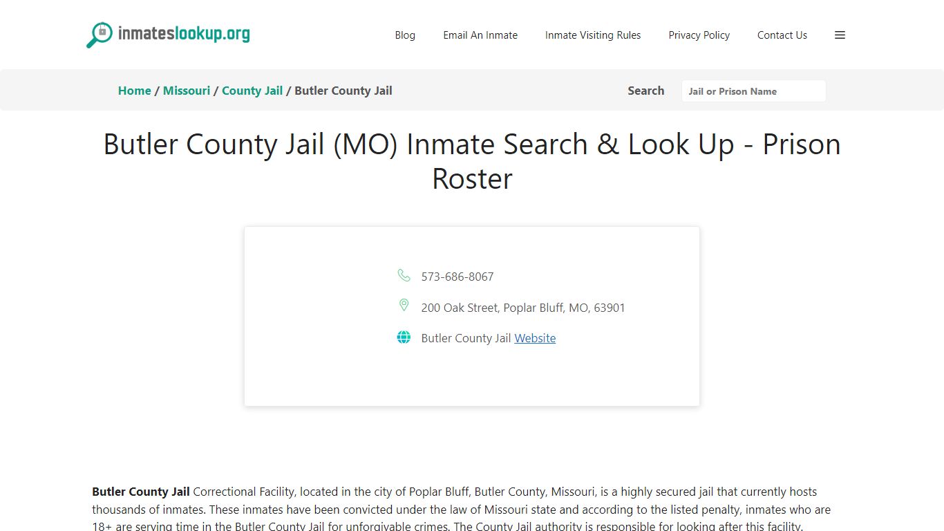 Butler County Jail (MO) Inmate Search & Look Up - Prison Roster
