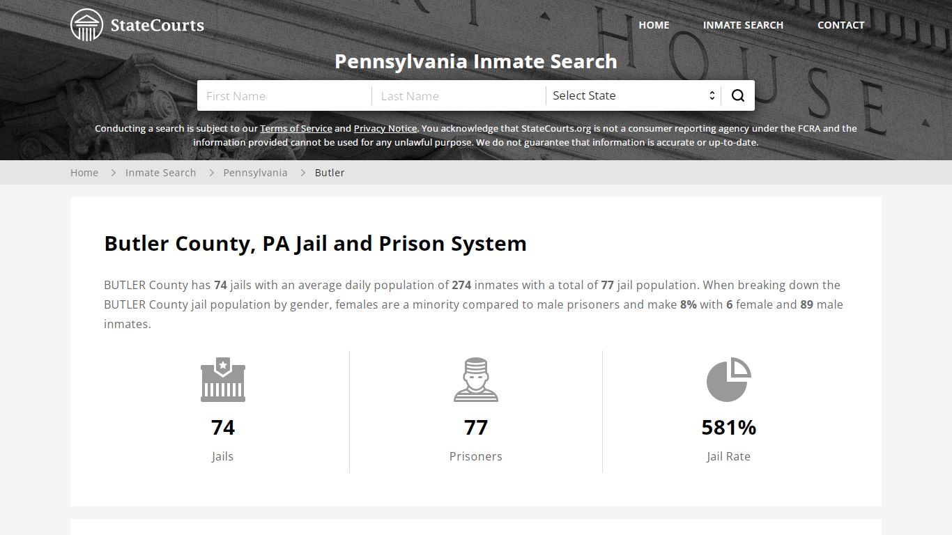 Butler County, PA Inmate Search - StateCourts